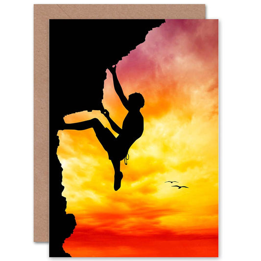 Sport Sunset Free Climber Silhouette Greeting Card