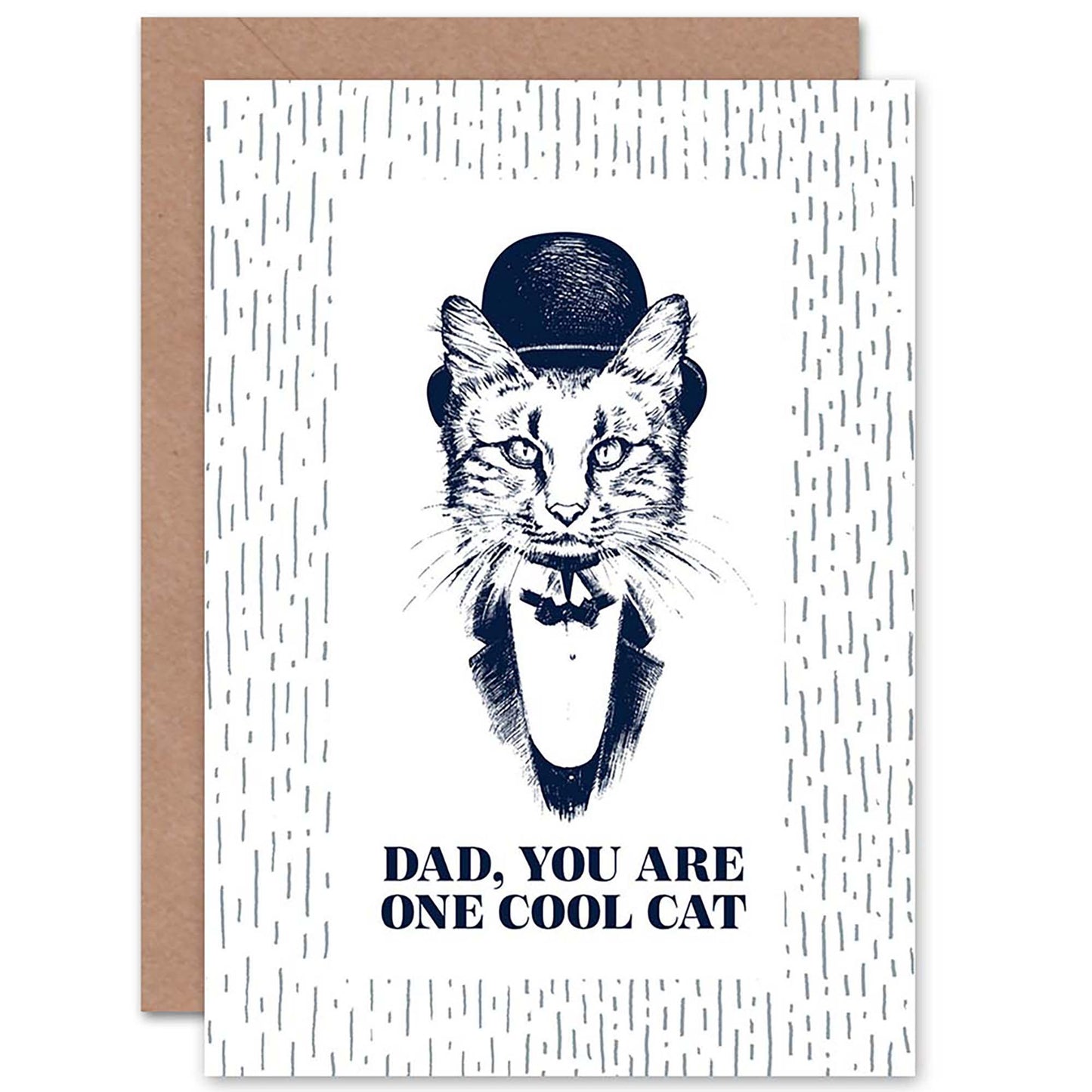 Cool Bowler Hat Suit Fathers Day Cat Father's Day Card
