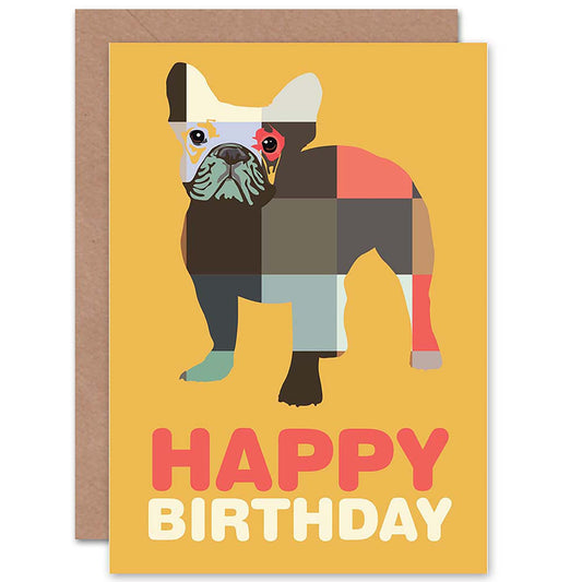 Pug Dog Lover Geometric Birthday Card