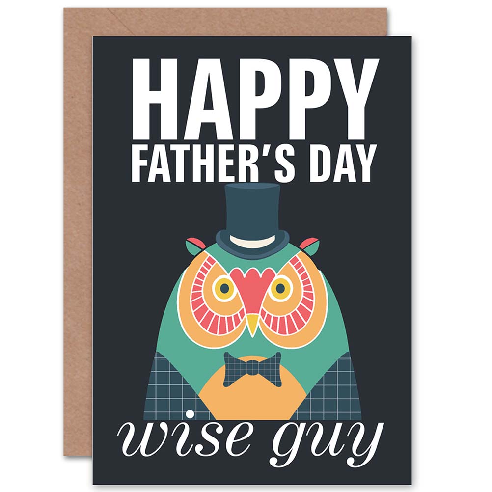 Wise Guy Dad Owl Top Hat Bow Tie Fun Modern Father's Day Card