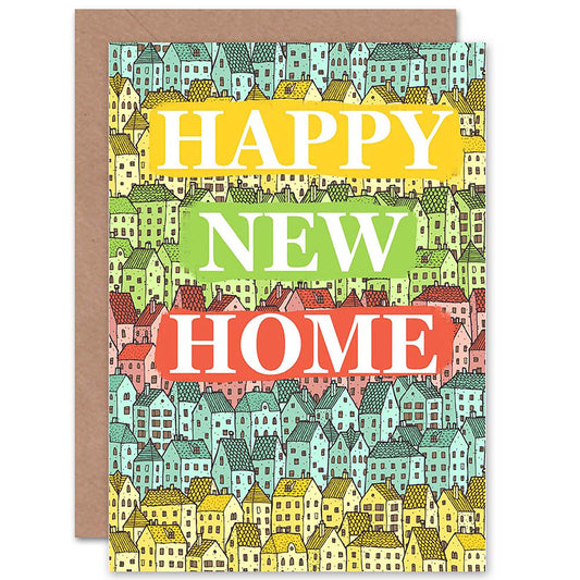 Colourful Rows of Houses New Home Card