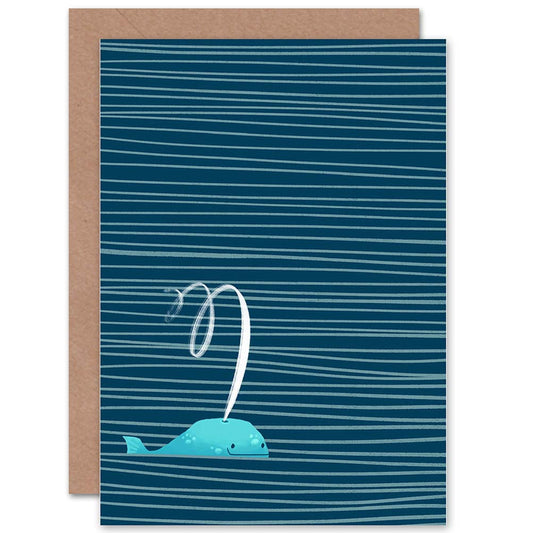 Minimalist Animal Lines Whale Greetings Card