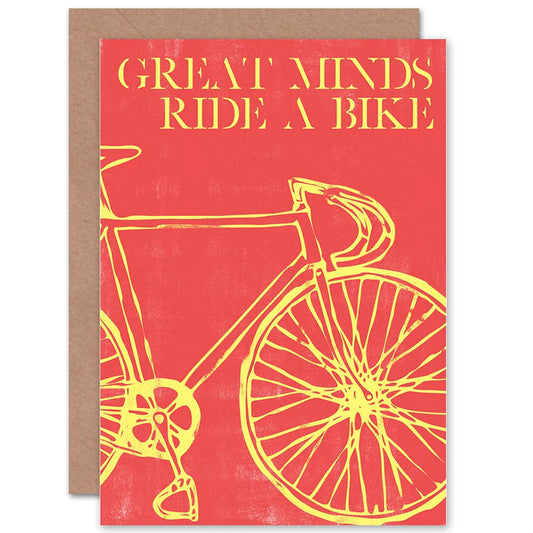 Sport Great Minds Bike Cycle Red Quote Greetings Card