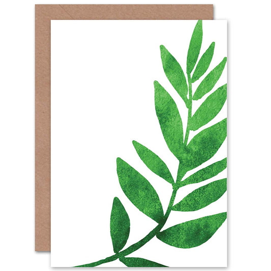 Jungle Leaves Watercolour Green Right Design Greetings Card
