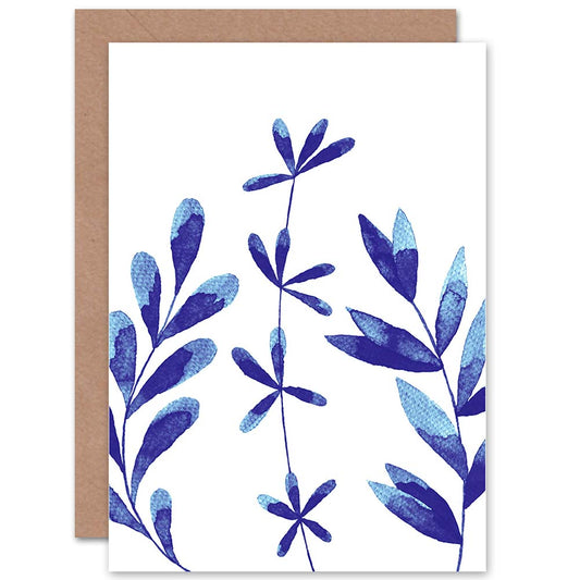 Sprigs Cobalt Watercolour Greetings Card