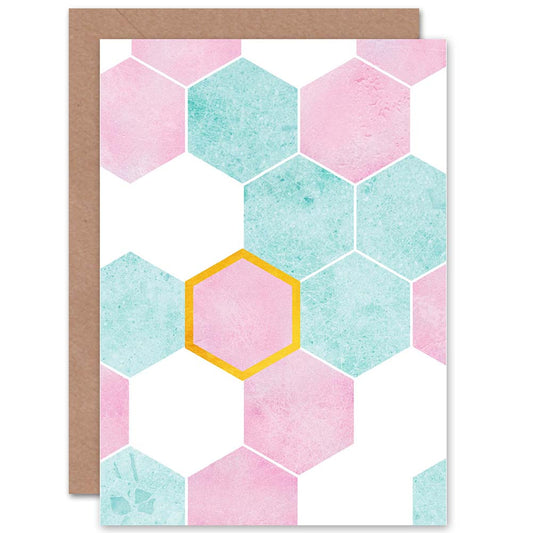 Abstract Geometric Hexagons Texture Greetings Card