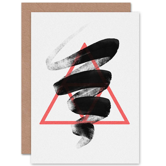Abstract Minimalist Brush Stroke Geometric Greetings Card