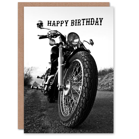 Happy Birthday Motorbike Motorcycle Front View Birthday Card