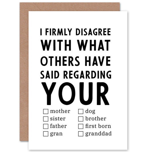 Firmly Disagree Options Funny Weird Birthday Card
