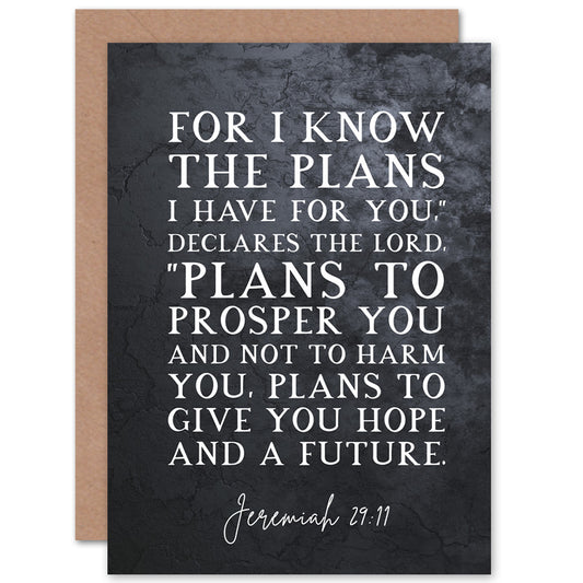 Jeremiah 29:11 I Know The Plans I Have For You To Give You Hope Christian Bible Verse Card