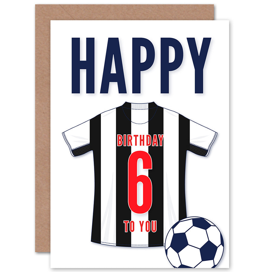 Black White Football Strip Kit Jersey Age Birthday Card