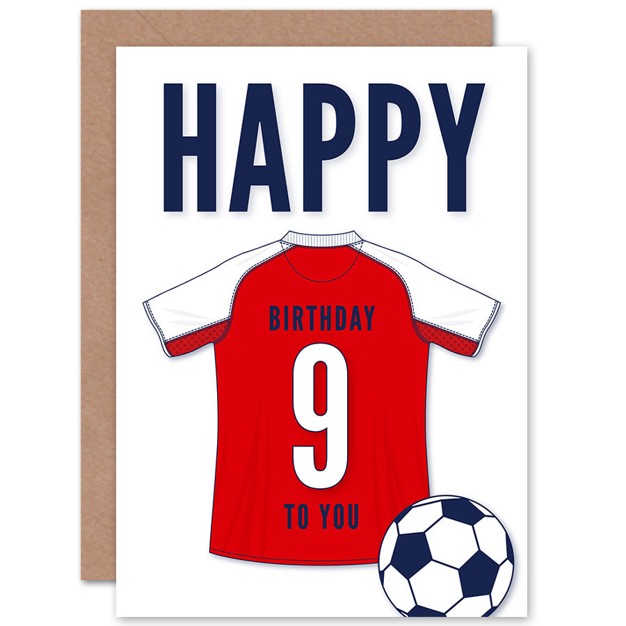 Red White Strip Kit Jersey Age Birthday Card