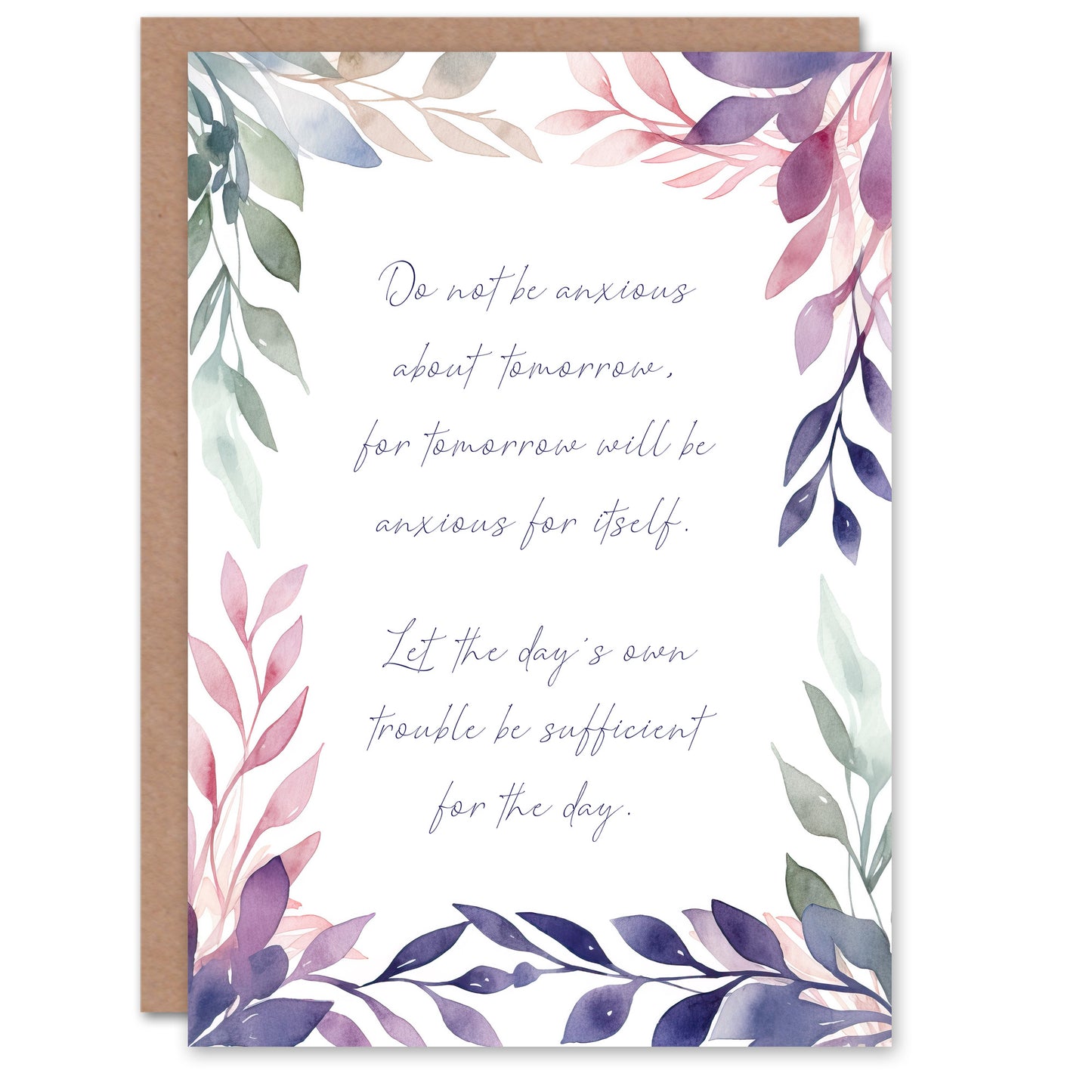 Violet Floral Christian Bible Quote Faith Birthday Card