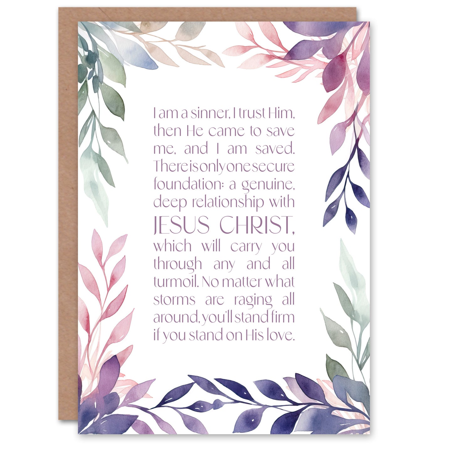 Violet Floral Christian Bible Quote Faith Birthday Card