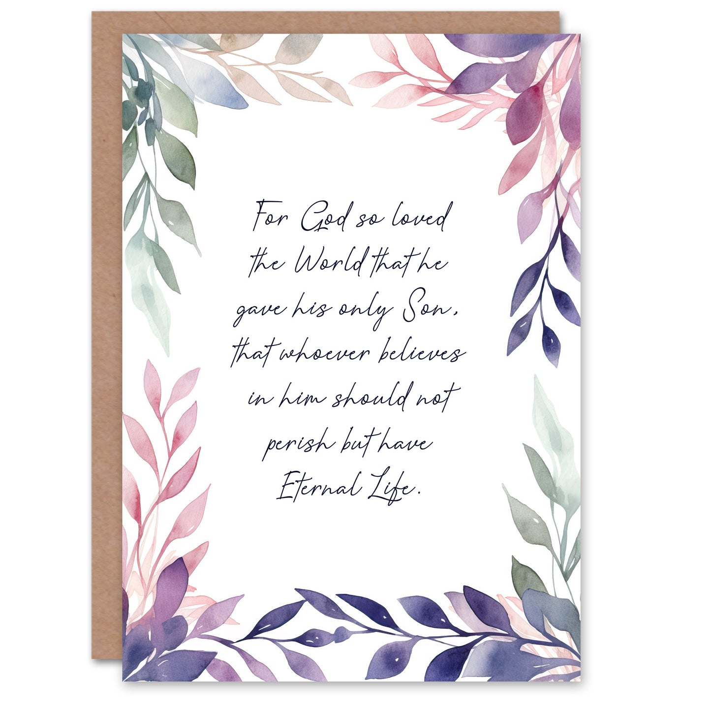 Violet Floral Christian Bible Quote Faith Birthday Card
