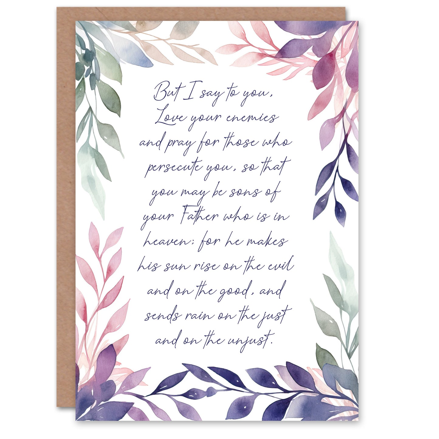Violet Floral Christian Bible Quote Faith Birthday Card