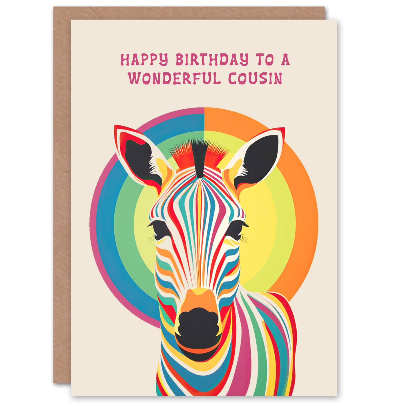 Rainbow Stripes Bauhaus Funky Birthday Card