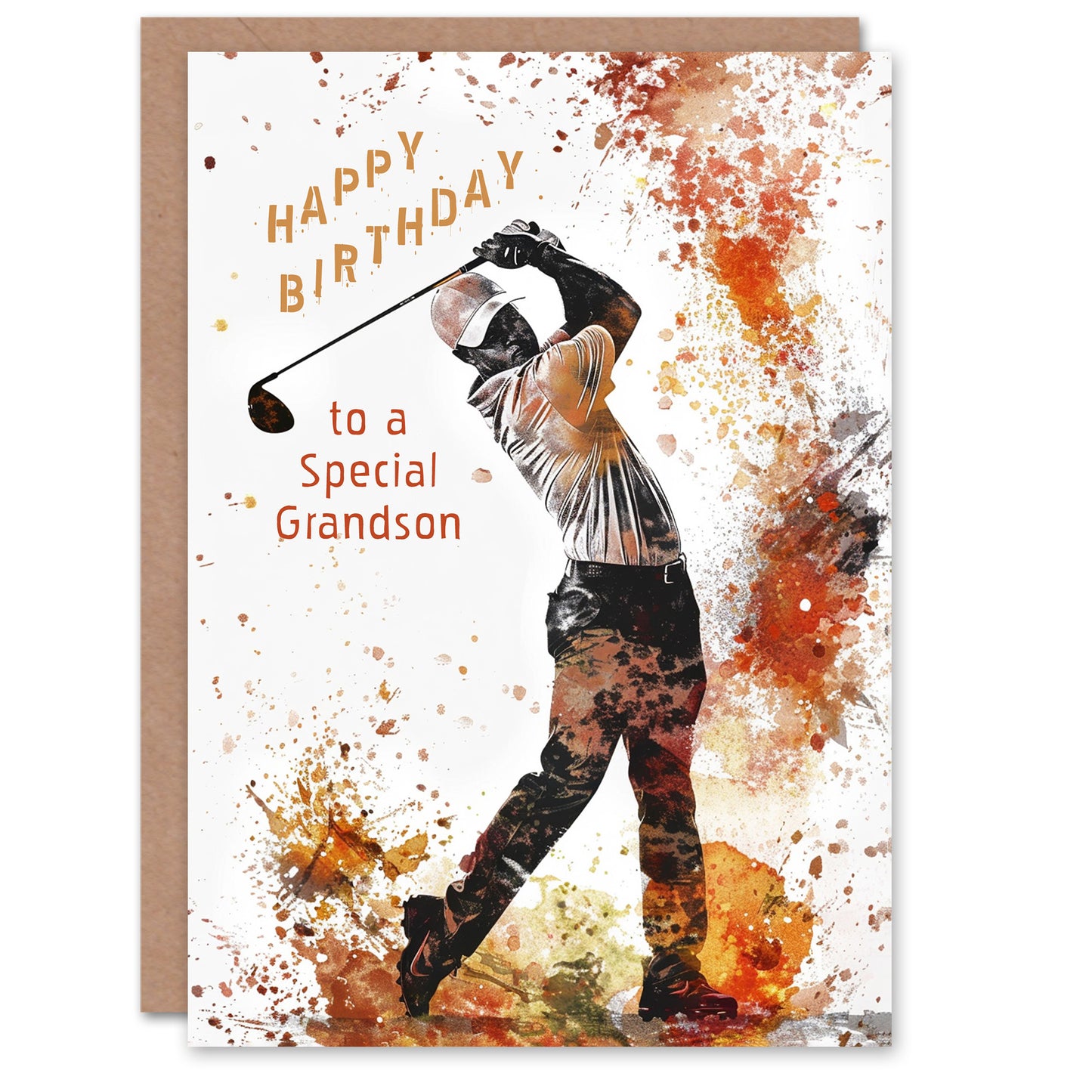 Happy Birthday Card To A Special Grandson Golf Lover Tee Shot Driver Swing Golfing