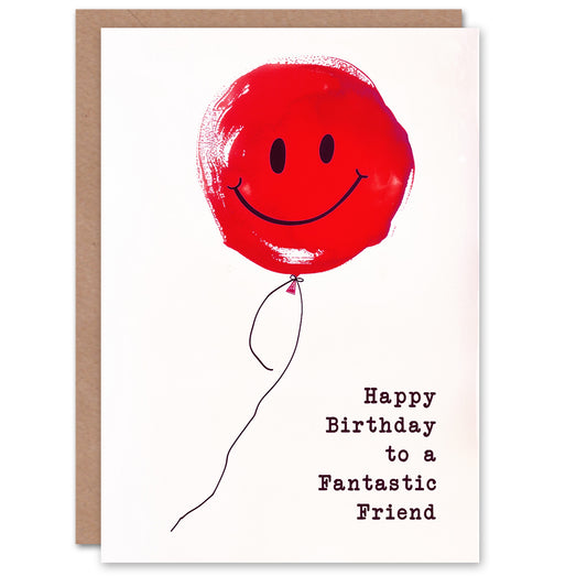 Fantastic Smiley Face Red Balloon Birthday Card