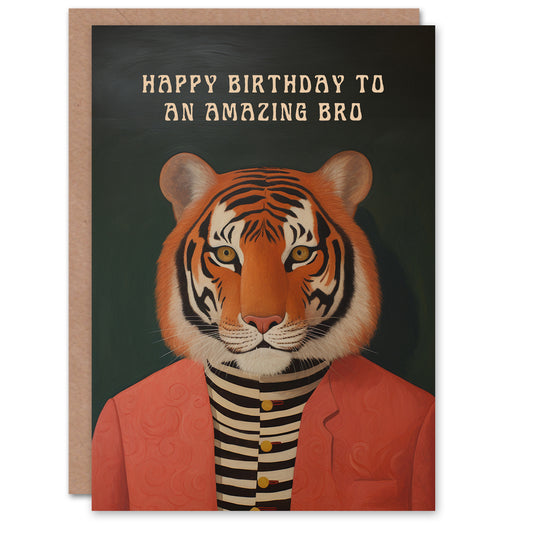 An Bro Hipster Tiger Fashion Brother Birthday Card