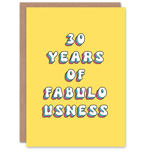 30th Years Fabulousness Adult Birthday Card