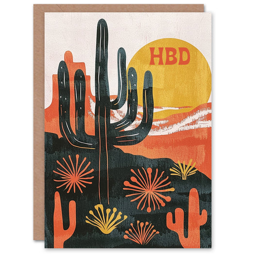 Cactus Desert Sunset HBD Birthday Card