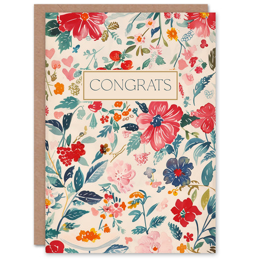 Congrats Spring Flower Pattern Congratulations Card