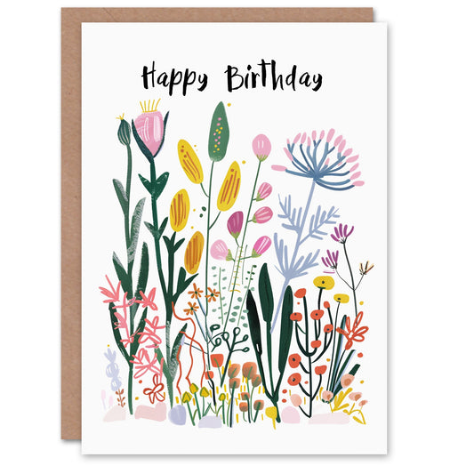 Bright Pastel Colour Boho Wildflower Birthday Card