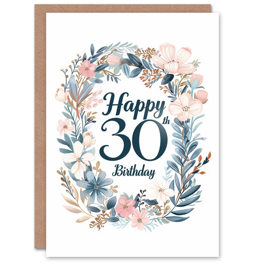 Elegant Floral Letterpress 30th Adult Birthday Card
