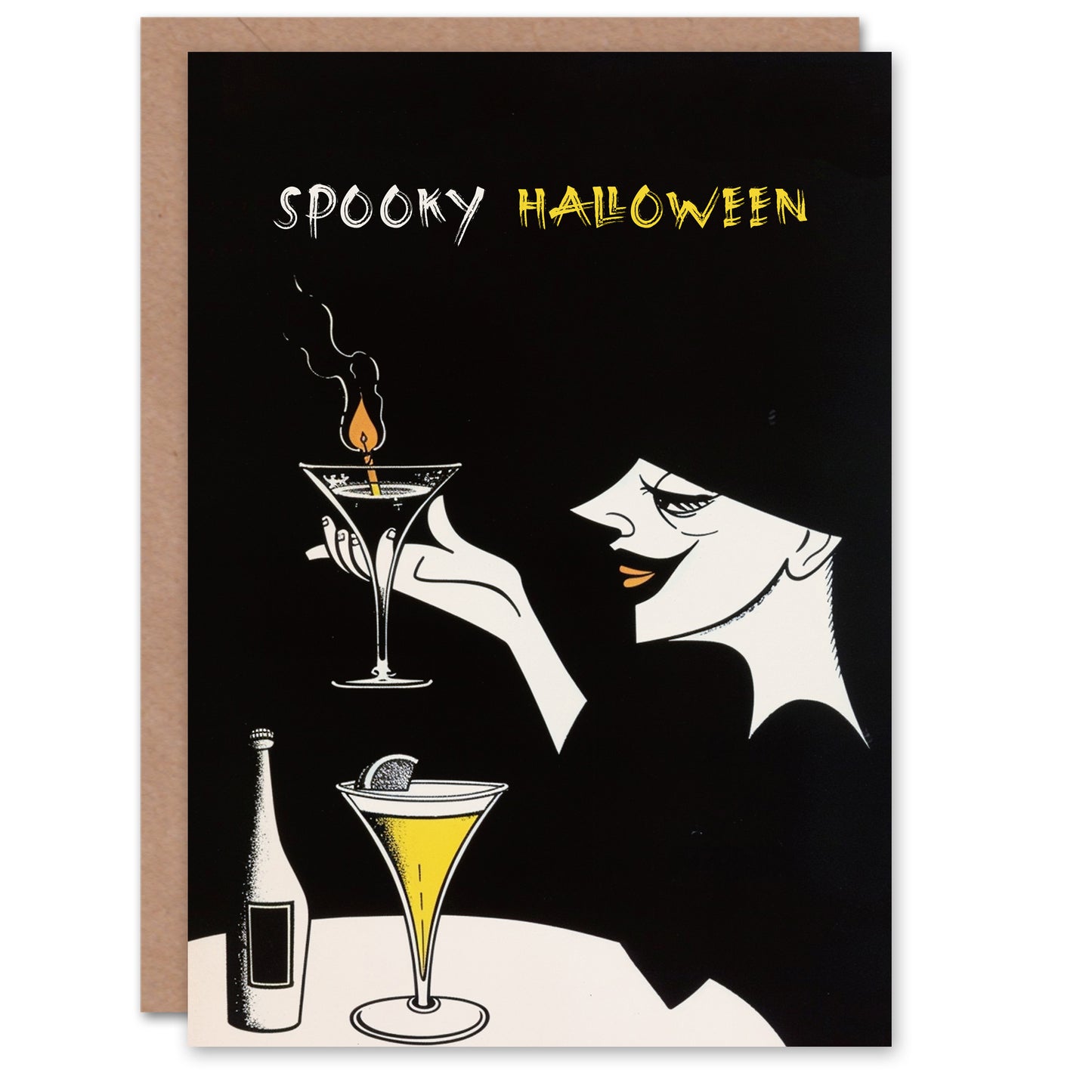 Spooky Witch Cocktail Potion Candle Fun Halloween Card