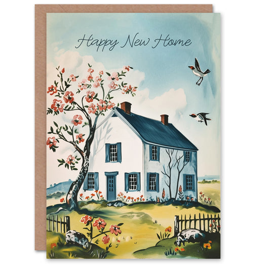Housewarming Quaint White House Timeless New Home Card