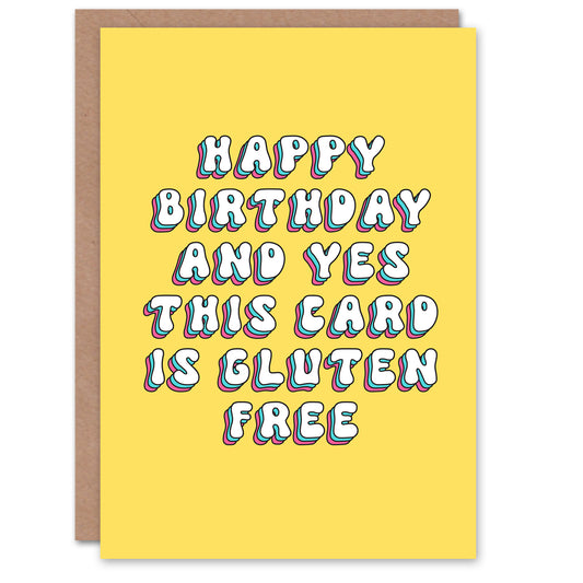 Yes This Card Is Gluten Free Funny Retro Yellow Greeting Card