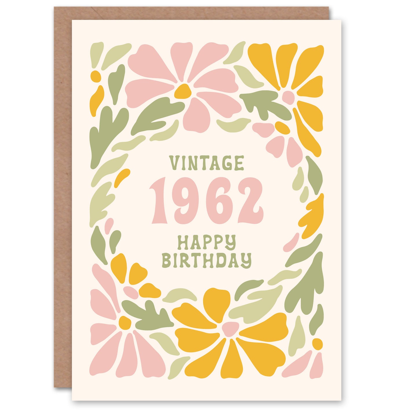 Vintage Pastel Floral Year of Birth Birthday Card