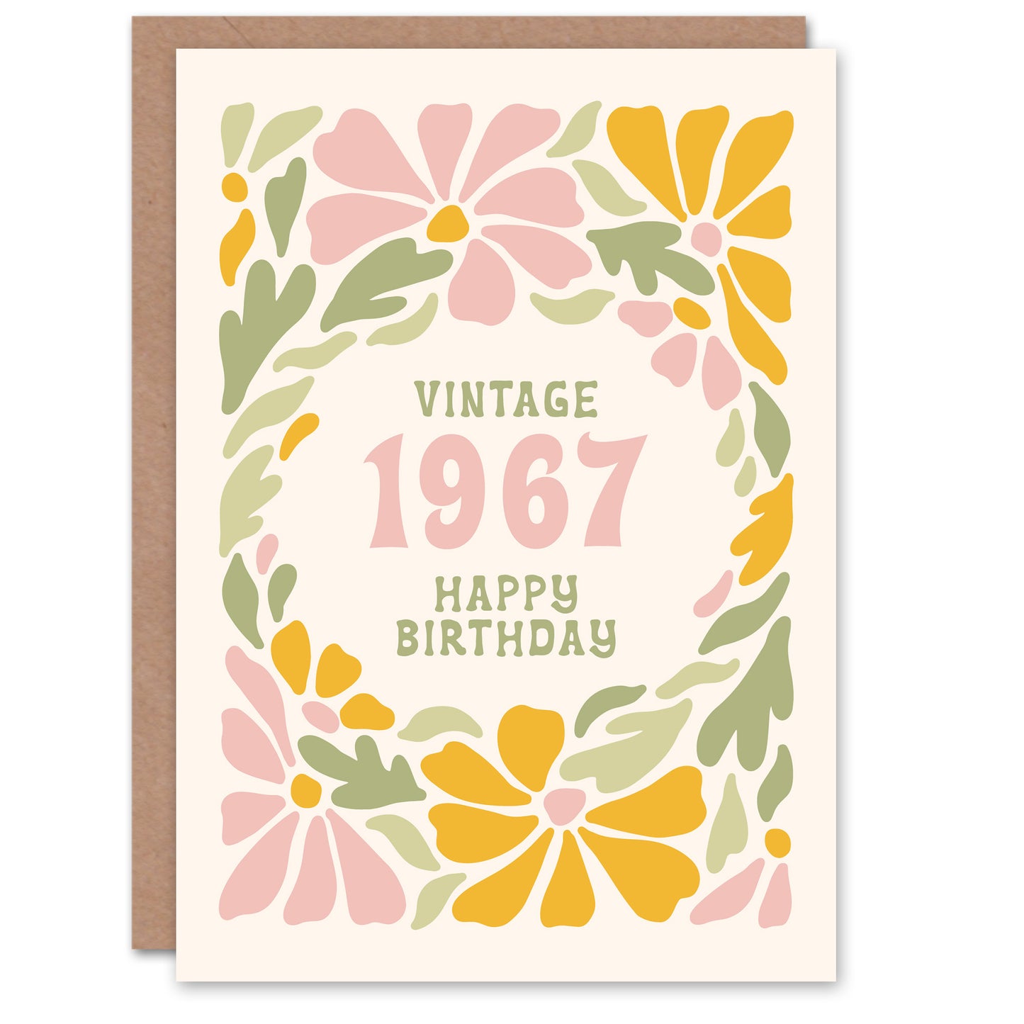 Vintage Pastel Floral Year of Birth Birthday Card