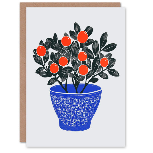 Teaberry Red Berry Plant Blue Red Bright Christmas Card