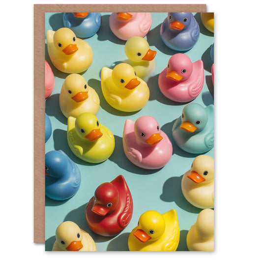 Rubber Ducks Ducky Colourful Pattern Modern Greeting Card