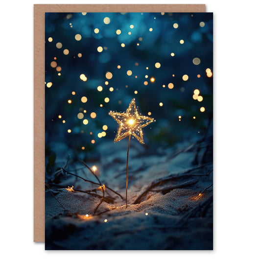 Bright Star Sparkler On Sand Magical Dreamy Greeting Card