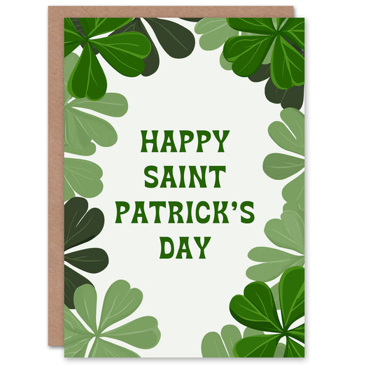 St. Patrick's Day Card Good Luck Shamrock Clover Blank Greeting Card