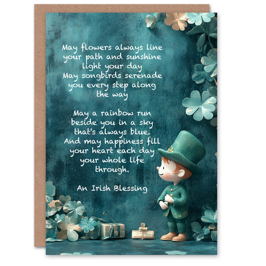 St. Patrick's Day Card Irish Blessing Cute Blank Greeting Card
