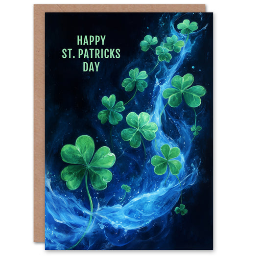 St. Patrick's Day Card Magical Clover Shamrock Blank Greeting Card