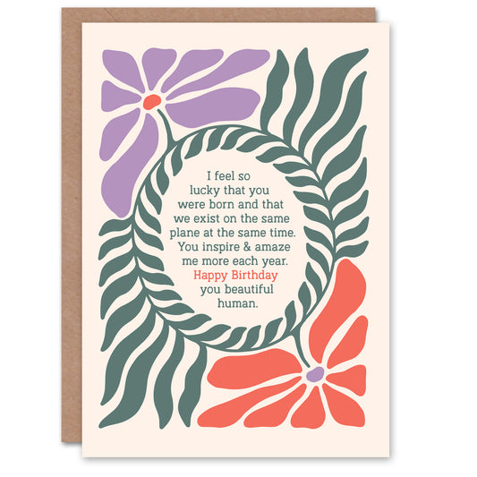 Birthday Card You Inspire And Amaze Me Groovy Floral Design