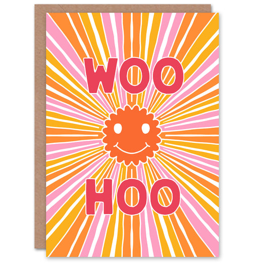 Congratulations Card Groovy Smiley Face Trippy Congrats Sun Rays