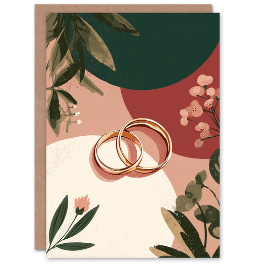 Interlocked Rings Romantic Boho Abstract Wedding Card
