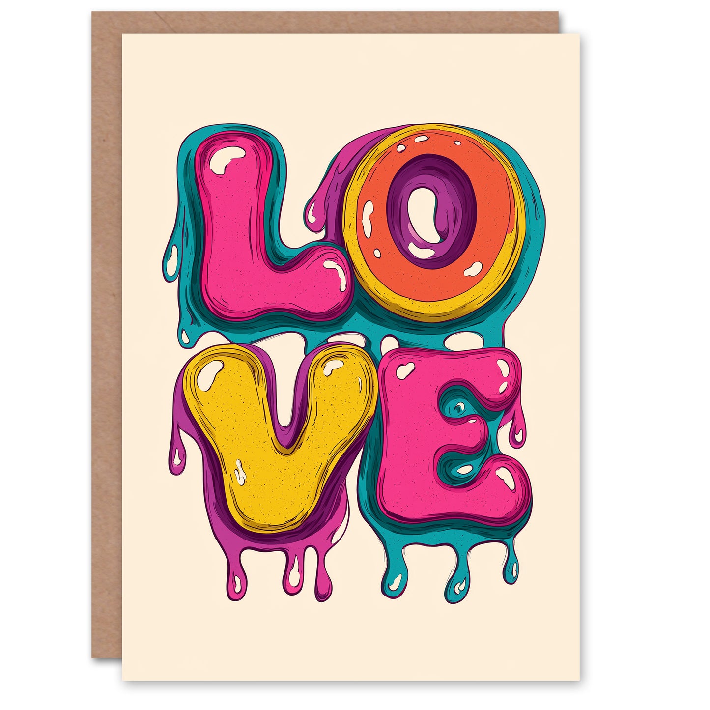 Love Colourful Melting Bubble Letters Graffiti Style Valentine's Day Card