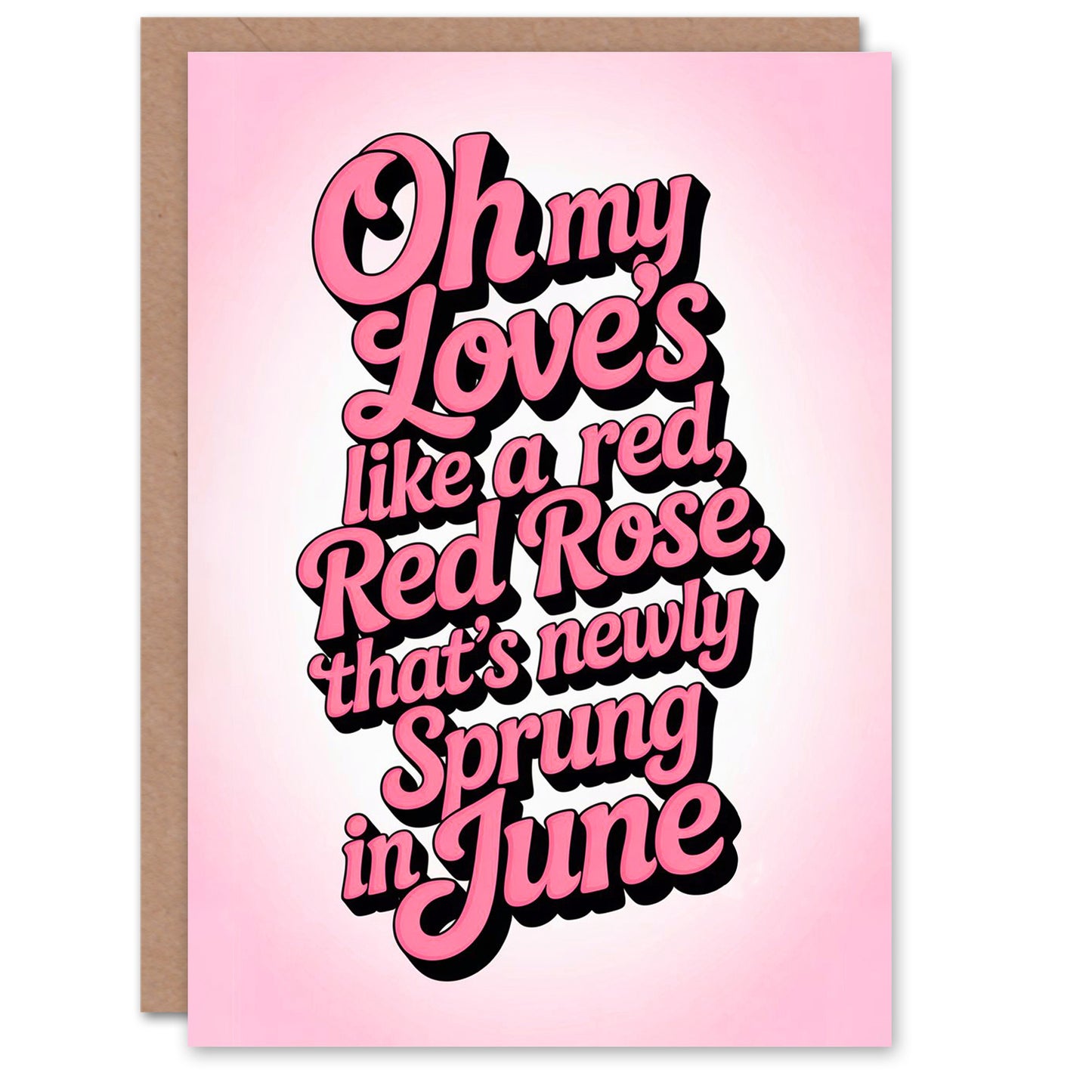 Robert Burns Red Rose Poem Romantic Love Quote Valentine's Day Card