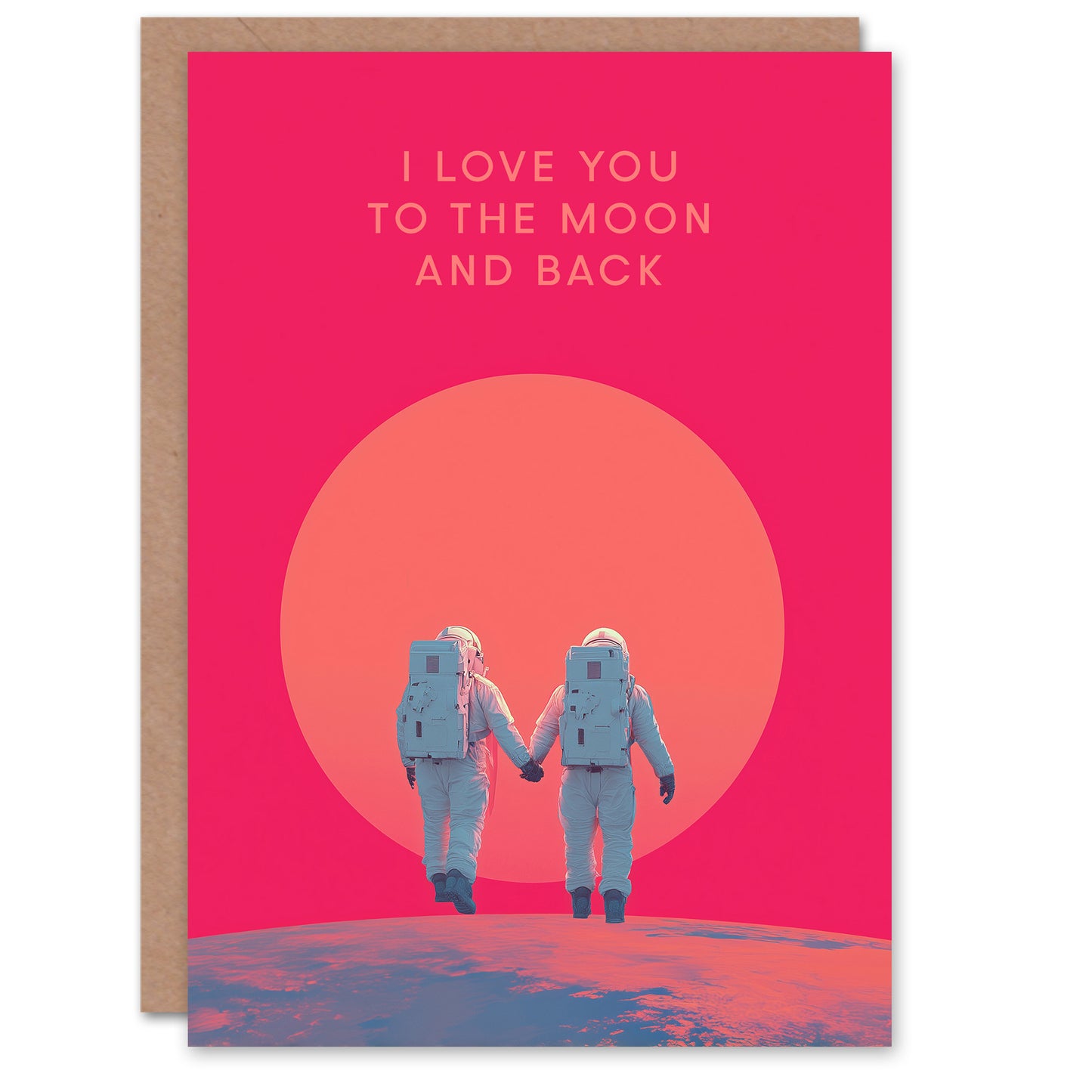 Astronaut Couple Love You To The Moon And Back Valentine's Day Card