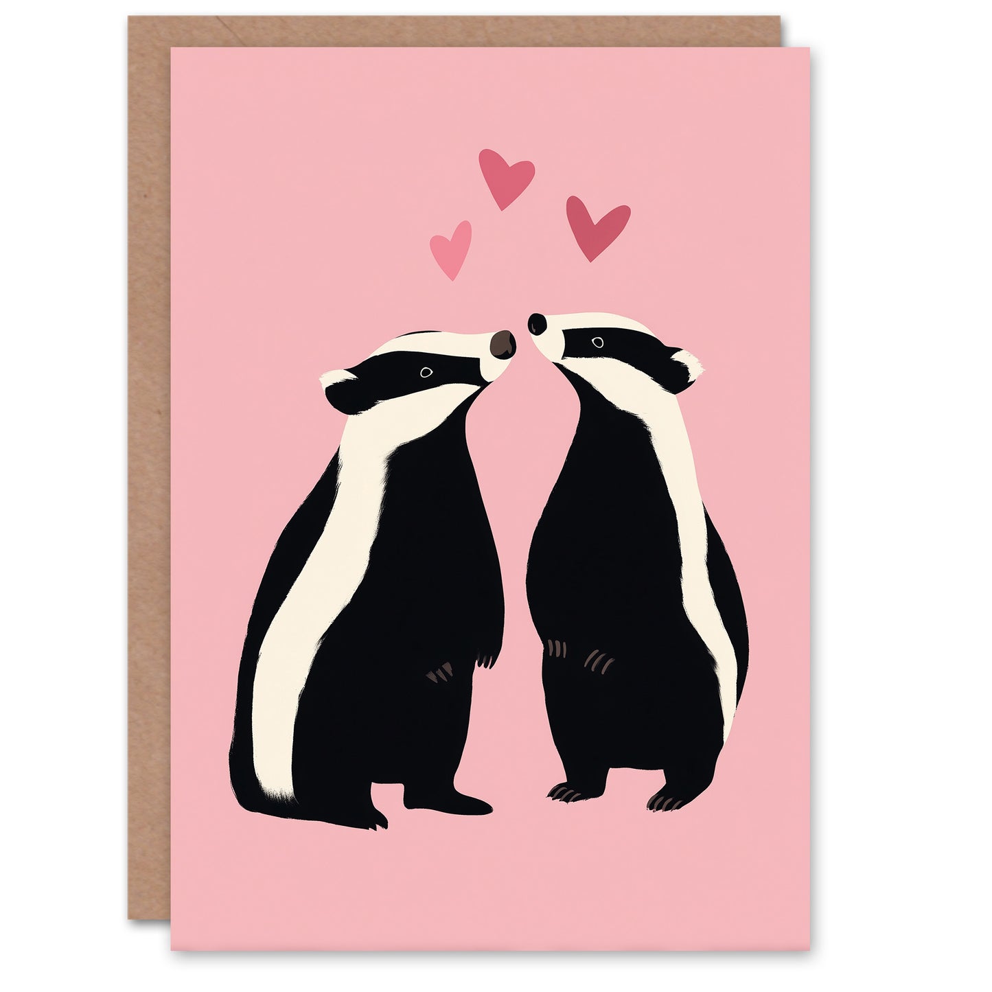 Badger Couple In Love Cute Modern Animal Lover Valentine's Day Card