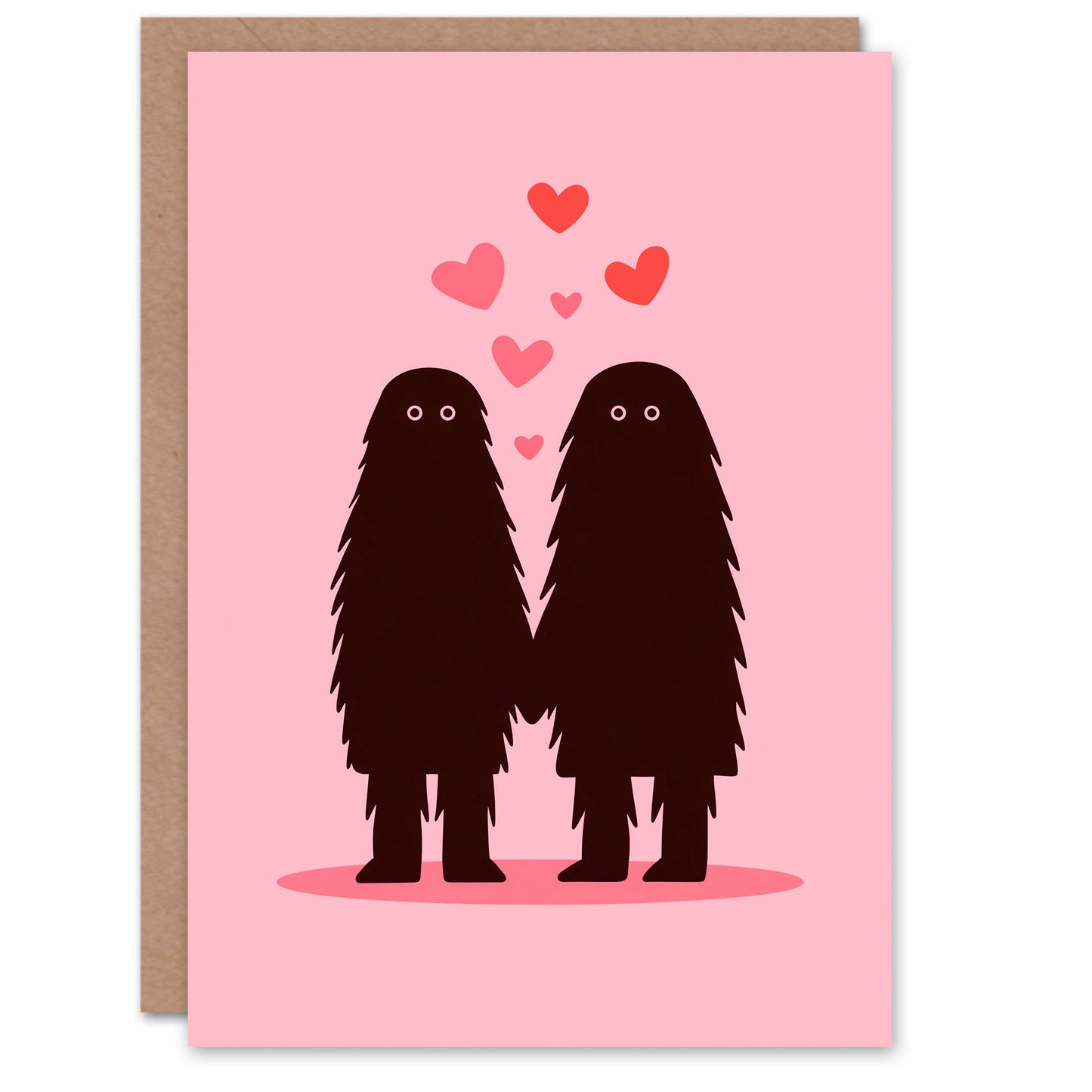 Same Kind of Strange Cute Bigfoot Couple Illustration Valentine's Day Card