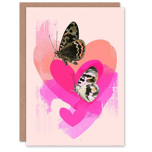 Butterflies and Love Hearts Modern Abstract Valentine's Day Card