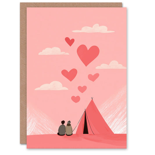 Love Is An Adventure Couple Romantic Camping Trip Valentine's Day Card
